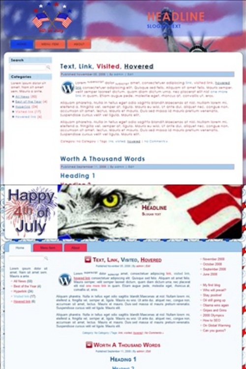 Product picture 4th Of July Themes - 2 HTML & WordPress Themes with PLR